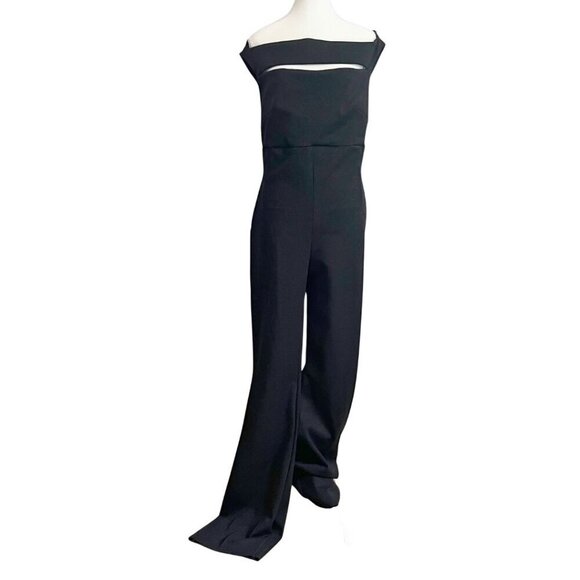 NWT CHIARA BONI REBECCA SUGAR LUREX BLACK METALLIC CUT OUT JUMPSUIT - Picture 2 of 14